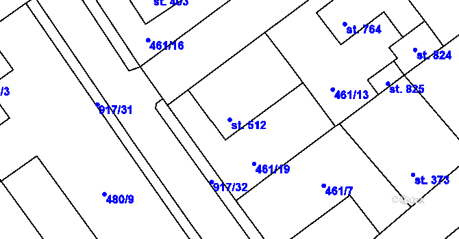 Parcela st. 512 v KÚ Borohrádek, Katastrální mapa