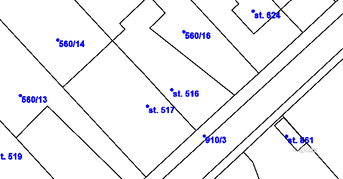 Parcela st. 516 v KÚ Borohrádek, Katastrální mapa
