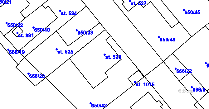 Parcela st. 526 v KÚ Borohrádek, Katastrální mapa