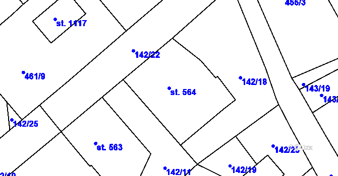 Parcela st. 564 v KÚ Borohrádek, Katastrální mapa