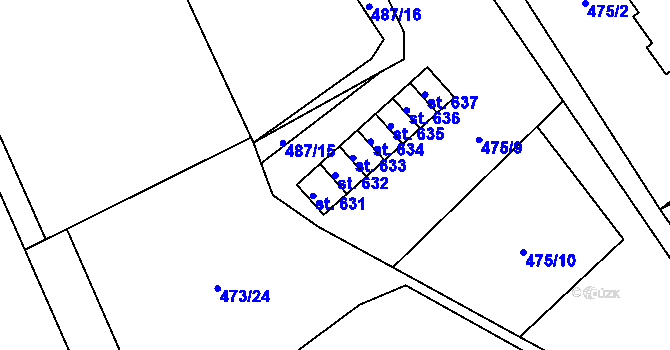 Parcela st. 632 v KÚ Borohrádek, Katastrální mapa