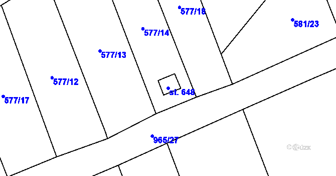 Parcela st. 648 v KÚ Borohrádek, Katastrální mapa