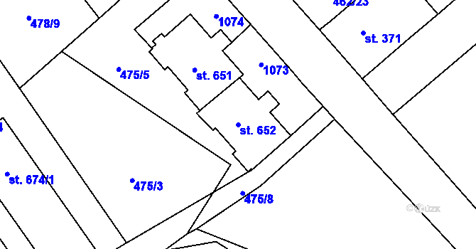 Parcela st. 652 v KÚ Borohrádek, Katastrální mapa