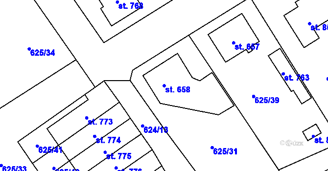 Parcela st. 658 v KÚ Borohrádek, Katastrální mapa