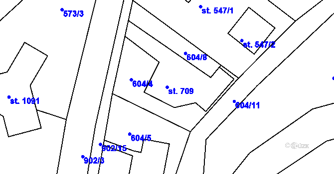Parcela st. 709 v KÚ Borohrádek, Katastrální mapa