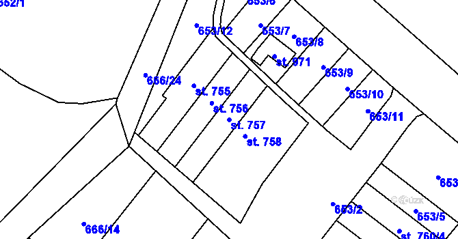 Parcela st. 757 v KÚ Borohrádek, Katastrální mapa