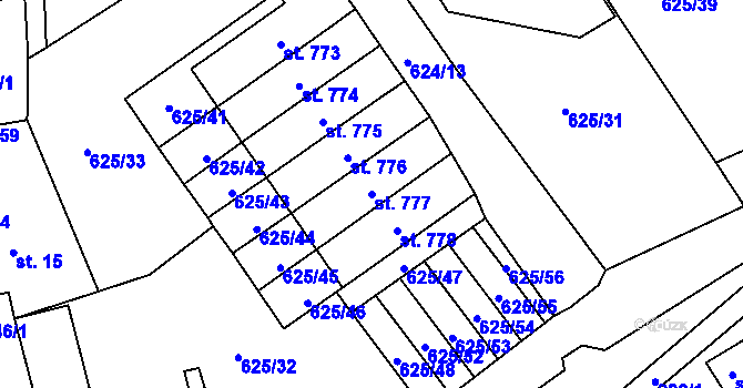 Parcela st. 777 v KÚ Borohrádek, Katastrální mapa