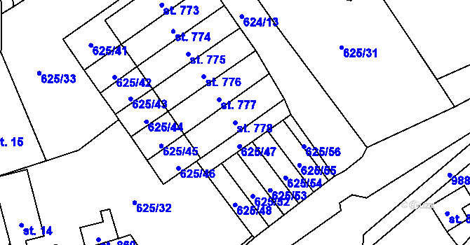 Parcela st. 778 v KÚ Borohrádek, Katastrální mapa