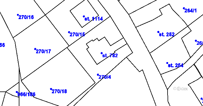 Parcela st. 782 v KÚ Borohrádek, Katastrální mapa