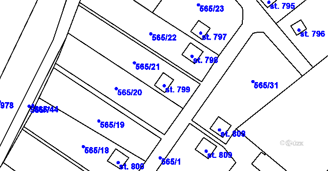 Parcela st. 799 v KÚ Borohrádek, Katastrální mapa