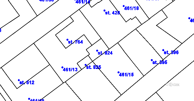 Parcela st. 824 v KÚ Borohrádek, Katastrální mapa