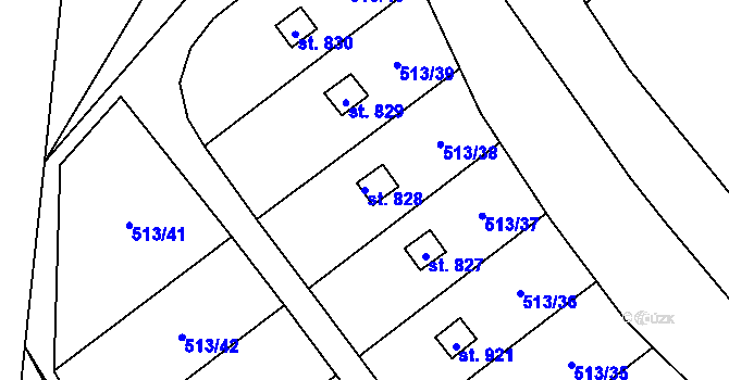 Parcela st. 828 v KÚ Borohrádek, Katastrální mapa