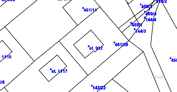 Parcela st. 912 v KÚ Borohrádek, Katastrální mapa