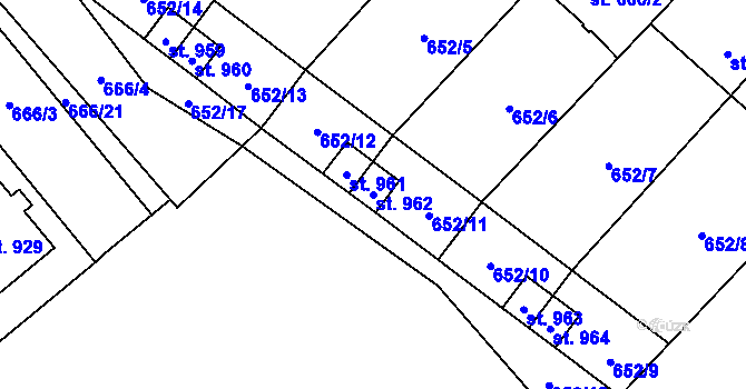 Parcela st. 962 v KÚ Borohrádek, Katastrální mapa