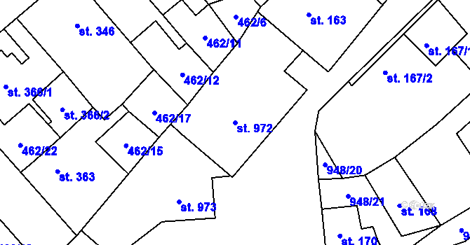 Parcela st. 972 v KÚ Borohrádek, Katastrální mapa