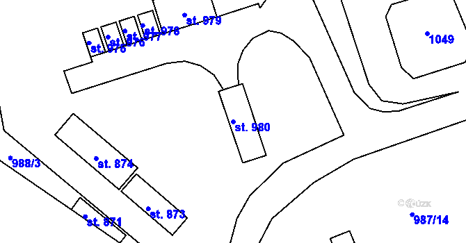 Parcela st. 980 v KÚ Borohrádek, Katastrální mapa