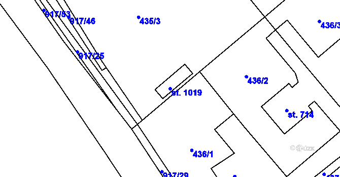 Parcela st. 1019 v KÚ Borohrádek, Katastrální mapa