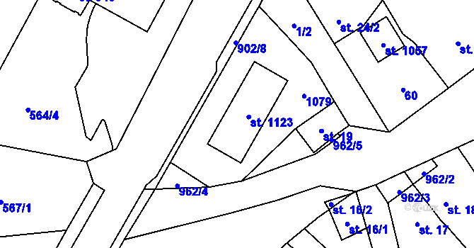 Parcela st. 17/1 v KÚ Borohrádek, Katastrální mapa