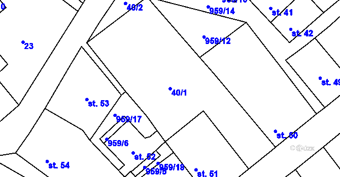 Parcela st. 40/1 v KÚ Borohrádek, Katastrální mapa