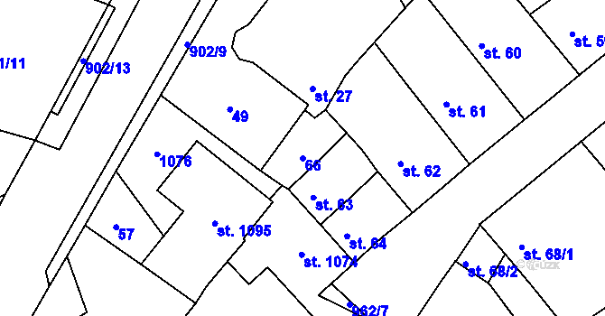 Parcela st. 66 v KÚ Borohrádek, Katastrální mapa