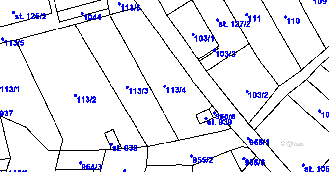 Parcela st. 113/4 v KÚ Borohrádek, Katastrální mapa