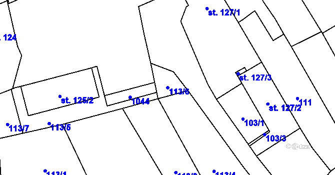 Parcela st. 113/6 v KÚ Borohrádek, Katastrální mapa
