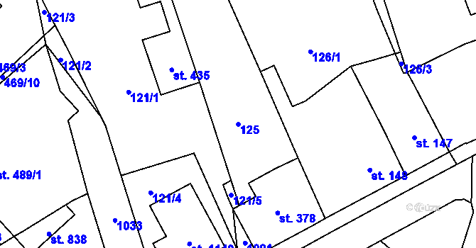 Parcela st. 125 v KÚ Borohrádek, Katastrální mapa