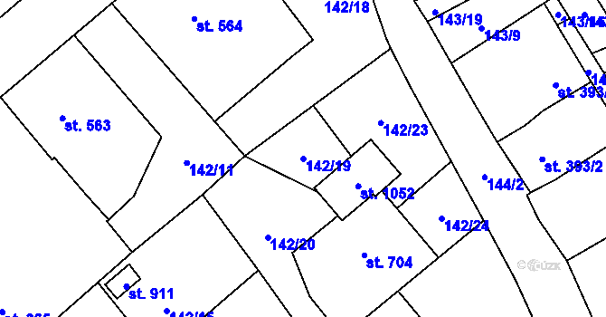 Parcela st. 142/19 v KÚ Borohrádek, Katastrální mapa