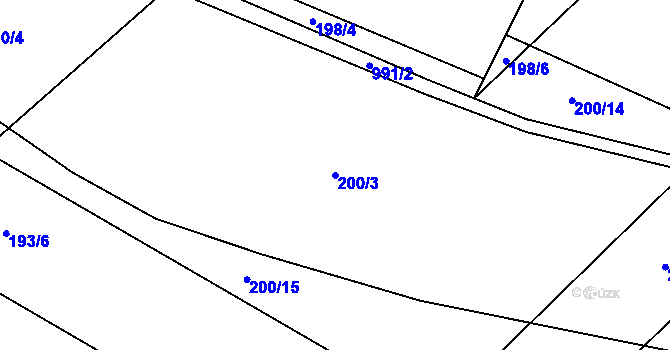 Parcela st. 200/3 v KÚ Borohrádek, Katastrální mapa