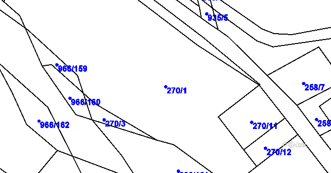 Parcela st. 270/1 v KÚ Borohrádek, Katastrální mapa