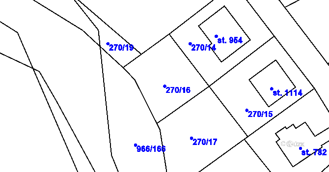 Parcela st. 270/16 v KÚ Borohrádek, Katastrální mapa