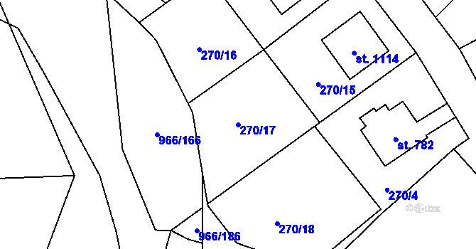 Parcela st. 270/17 v KÚ Borohrádek, Katastrální mapa
