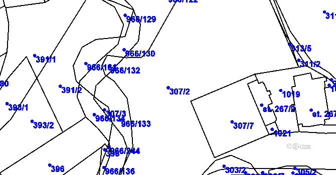 Parcela st. 307/2 v KÚ Borohrádek, Katastrální mapa