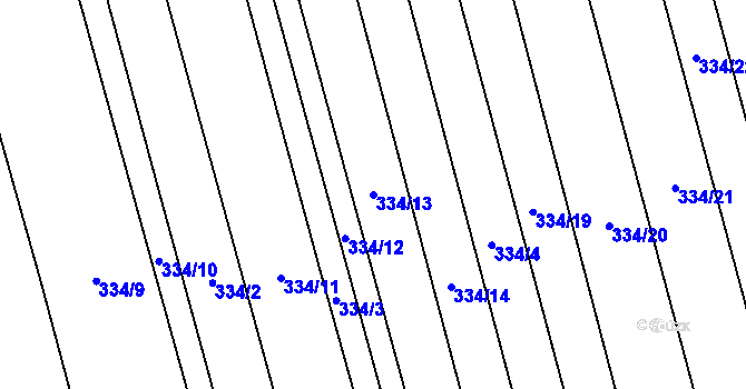Parcela st. 334/13 v KÚ Borohrádek, Katastrální mapa