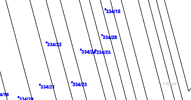 Parcela st. 334/25 v KÚ Borohrádek, Katastrální mapa