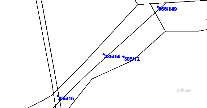 Parcela st. 385/14 v KÚ Borohrádek, Katastrální mapa