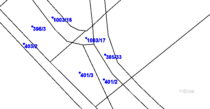 Parcela st. 385/33 v KÚ Borohrádek, Katastrální mapa