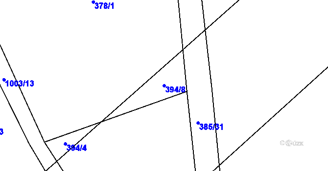 Parcela st. 394/8 v KÚ Borohrádek, Katastrální mapa