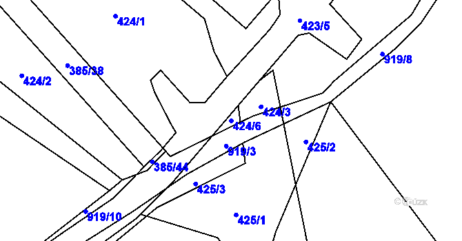 Parcela st. 424/6 v KÚ Borohrádek, Katastrální mapa