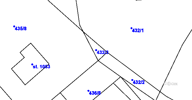 Parcela st. 432/3 v KÚ Borohrádek, Katastrální mapa