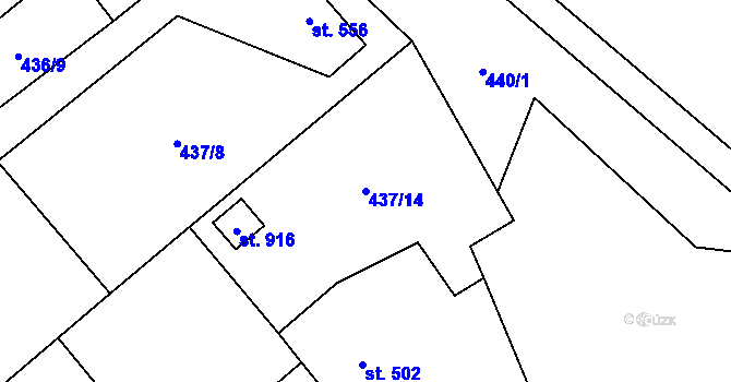 Parcela st. 437/14 v KÚ Borohrádek, Katastrální mapa