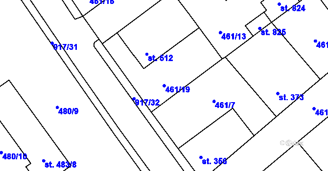 Parcela st. 461/19 v KÚ Borohrádek, Katastrální mapa