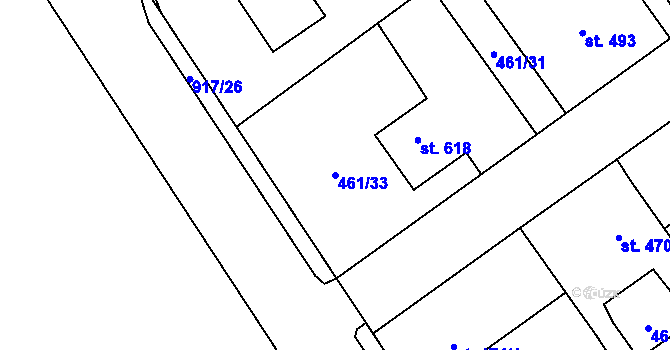 Parcela st. 461/33 v KÚ Borohrádek, Katastrální mapa