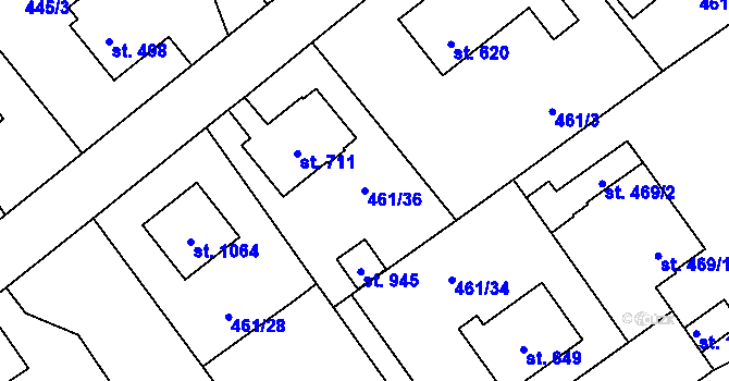 Parcela st. 461/36 v KÚ Borohrádek, Katastrální mapa
