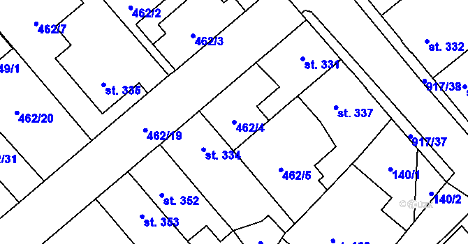 Parcela st. 462/4 v KÚ Borohrádek, Katastrální mapa