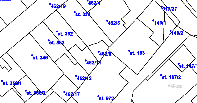 Parcela st. 462/6 v KÚ Borohrádek, Katastrální mapa