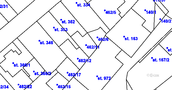 Parcela st. 462/11 v KÚ Borohrádek, Katastrální mapa