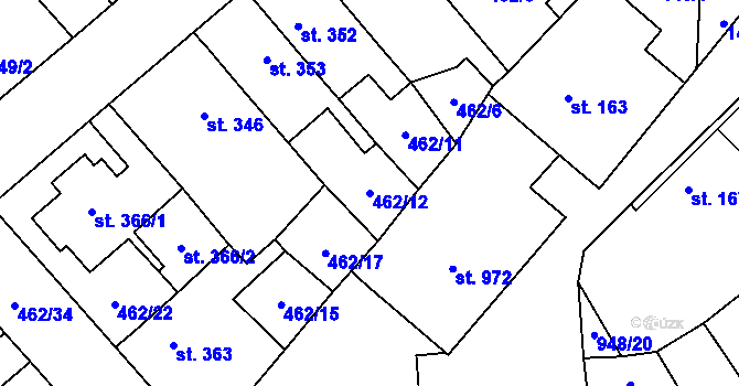 Parcela st. 462/12 v KÚ Borohrádek, Katastrální mapa