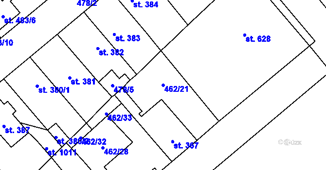 Parcela st. 462/21 v KÚ Borohrádek, Katastrální mapa
