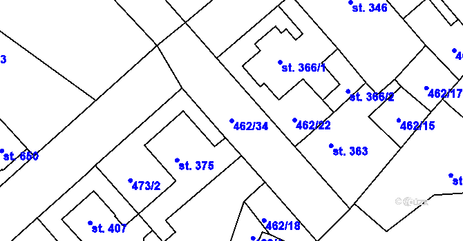 Parcela st. 462/34 v KÚ Borohrádek, Katastrální mapa